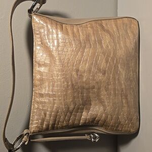Brighton Gold Shoulder Croc Embossed Bag